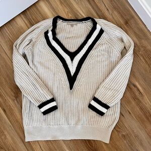 Joan Vass Studio Women's 100% Cotton Pullover V-Neck Sweater Size Large